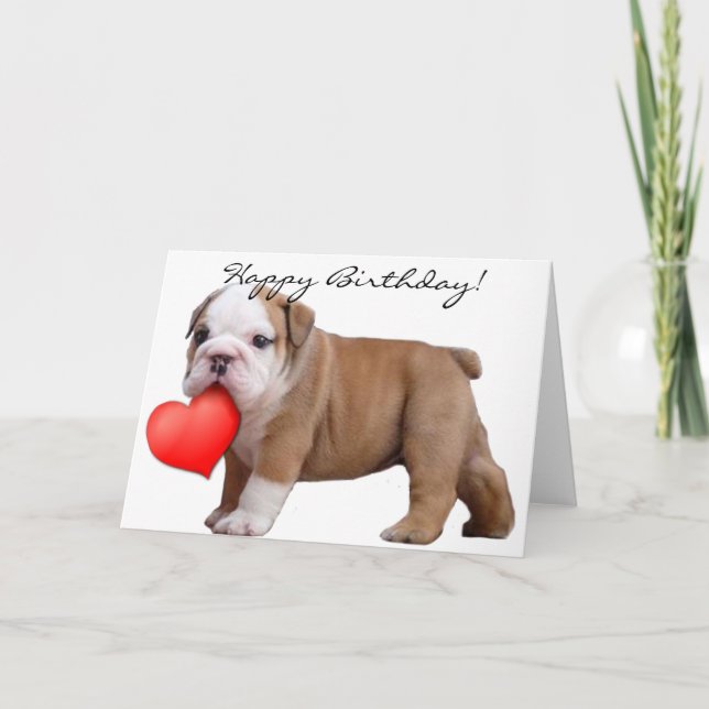 Carte de voeux de chiot de bouledogue de joyeux (Devant)