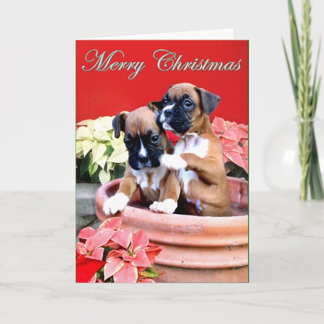 Carte de voeux de chiot de Noël (Devant)