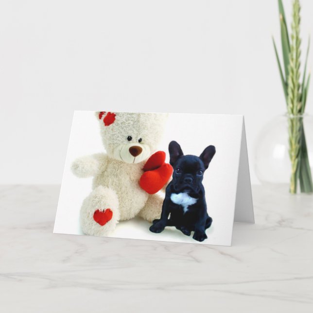 Carte de voeux de chiot du bouledogue français de (Devant)