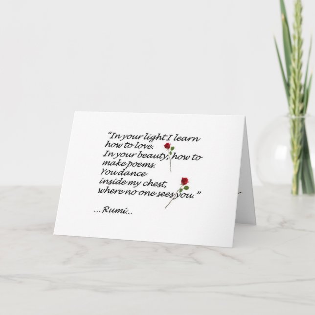 Carte de voeux de citation de coeur de Rumi (Devant)