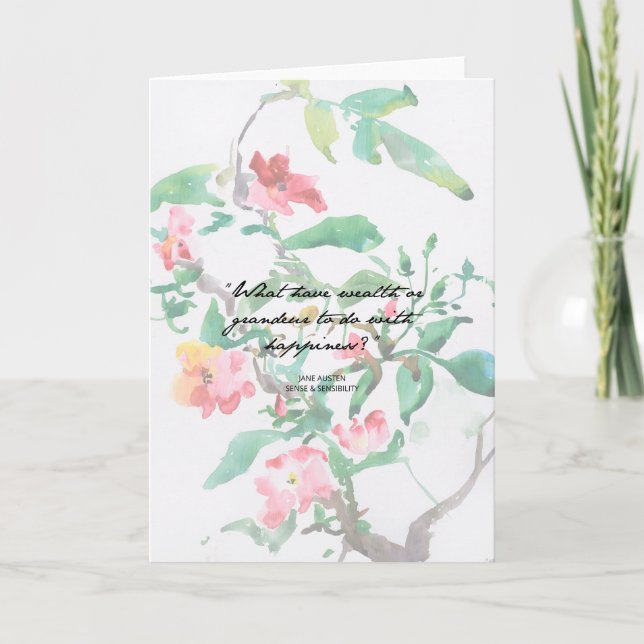 Carte de voeux de citation de roses d'aquarelle de (Devant)