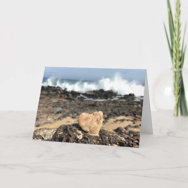 carte de voeux de coeur de plage (blanc à (Devant)