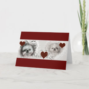Carte de voeux de coeurs de Shih-Tzu