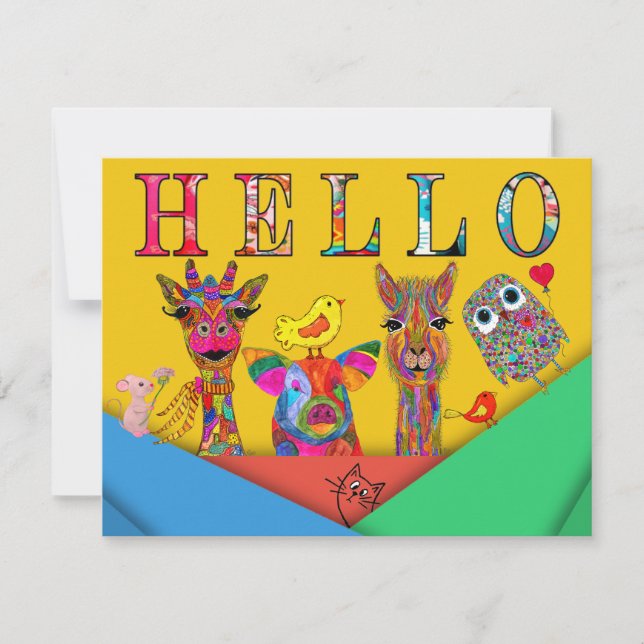Carte de voeux de collage d'assortiment animal mig (Devant)