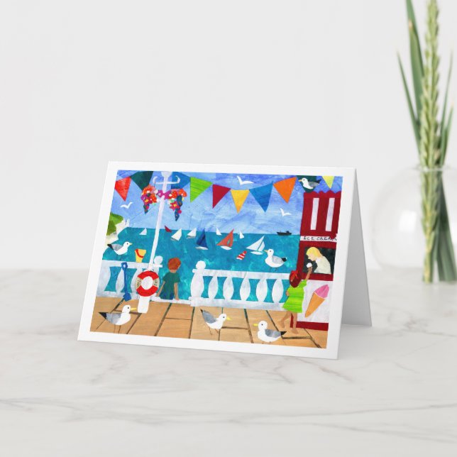 Carte de voeux de collage de papier maritime (Devant)