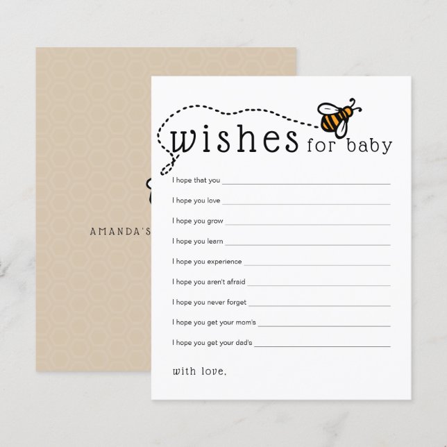Carte de vœux de conseils pour bébé à l'abeille mo (Devant / Derrière)