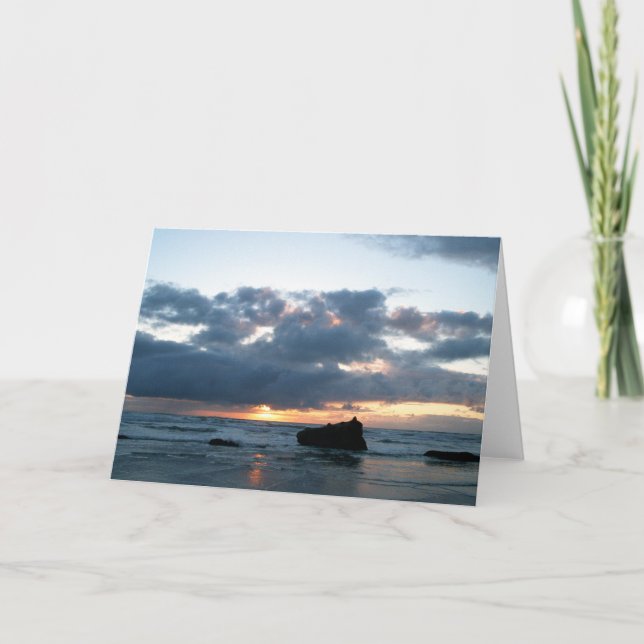 Carte de voeux de coucher du soleil de côte de (Devant)