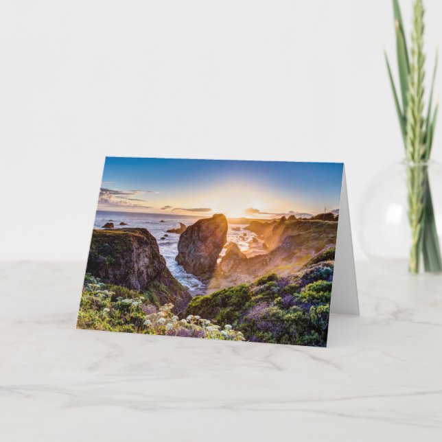 Carte de voeux de coucher du soleil de côte de la (Devant)