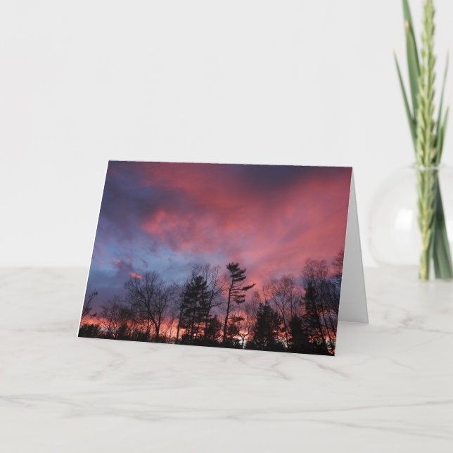 Carte de voeux de coucher du soleil de mars, (Devant)