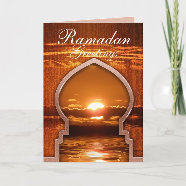 Carte de voeux de coucher du soleil de Ramadan (Devant)