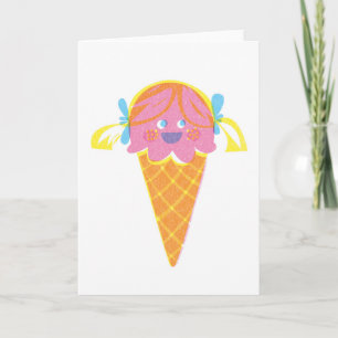 Carte de voeux de crème glacée de fille de fraise