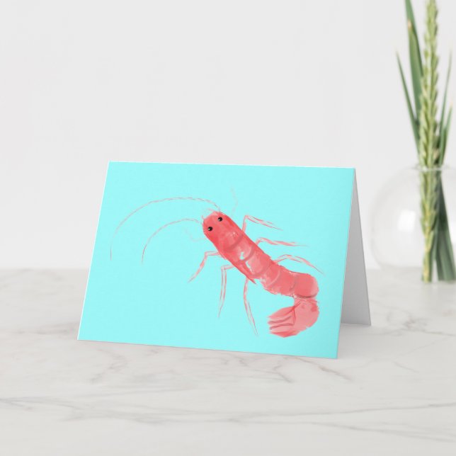 Carte de voeux de crevette rose (Devant)