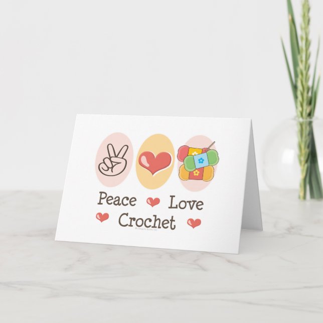 Carte de voeux de crochet d'amour de paix (Devant)