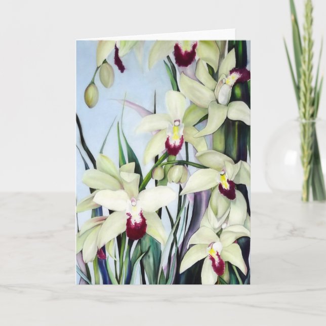 Carte de voeux de Cymbidiums avec l'enveloppe (Devant)