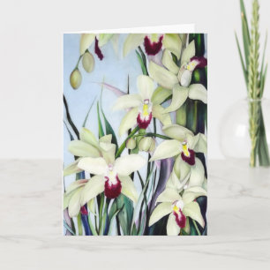 Carte de voeux de Cymbidiums avec l'enveloppe