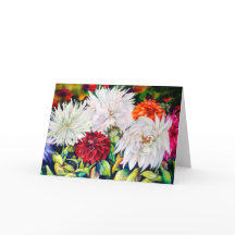 Carte de voeux de dahlia de feux d'artifice