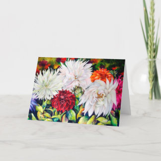 Carte de voeux de dahlia de feux d'artifice