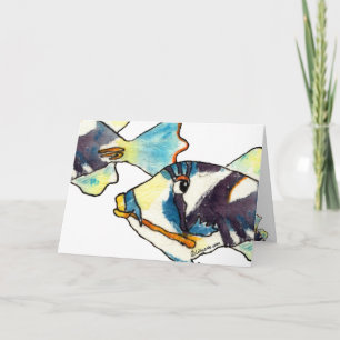 Carte de voeux de dessin de poissons de bande