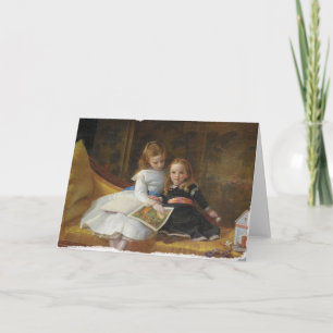 Carte de voeux de deux jeunes filles victoriennes 
