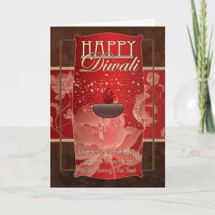 Carte de voeux de Diwali avec la lampe et les