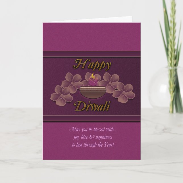 Carte de voeux de Diwali avec la lampe et les (Devant)