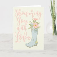 Carte de vœux de douche de mariage rose et bleu
