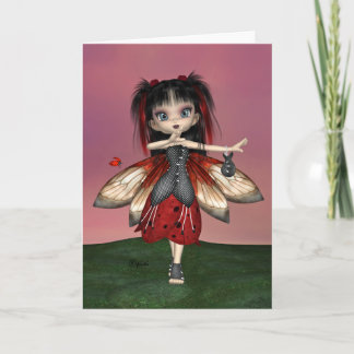 Carte de voeux "de Fae de coccinelle"