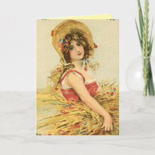 Carte de voeux de femme de la récolte vintage