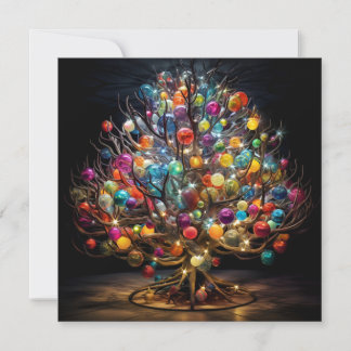 Carte de vœux de fête avec un arbre de Noël coloré