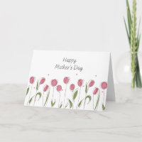 Carte de vœux de fête des mères Tulipe rose aquare