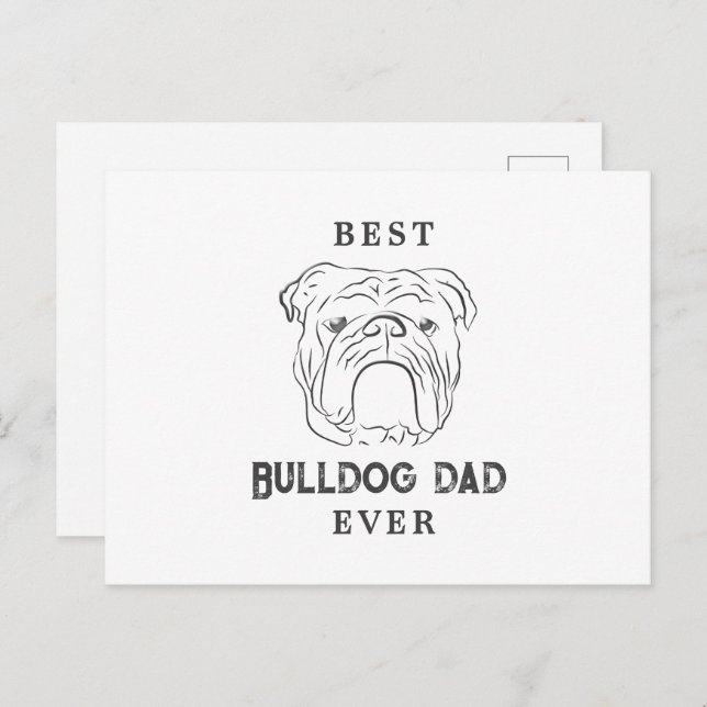 Carte de voeux de Fête des pères de Bulldog Papa a (Devant / Derrière)