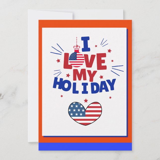 Carte de vœux de fête patriotique d'amour (Devant)