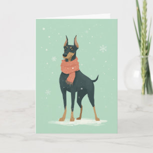 Carte de vœux de fêtes avec Doberman