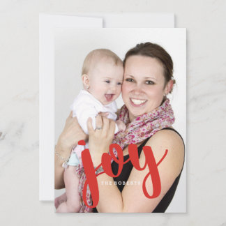 Carte de vœux de fêtes Joy Bold Red / Modern Photo