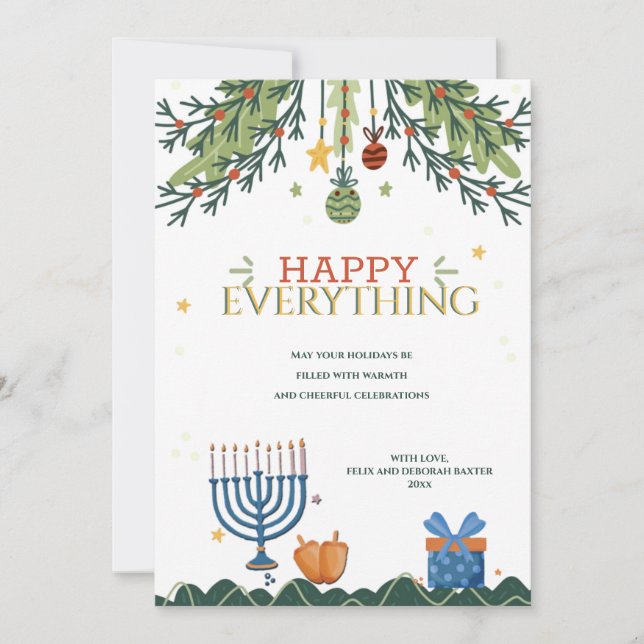 Carte de vœux de fêtes joyeuses pour tout le monde (Devant)