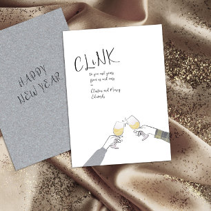 Carte de vœux de fêtes – « Tchin » Verre à vin Acc