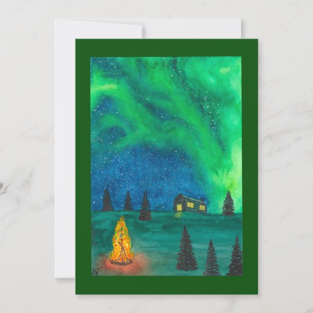 Carte de voeux de feu de joie solstice (Devant)