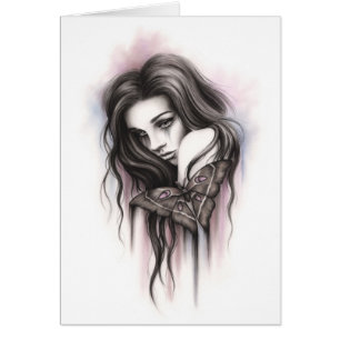 Carte de voeux de fille de mite de jours sombres