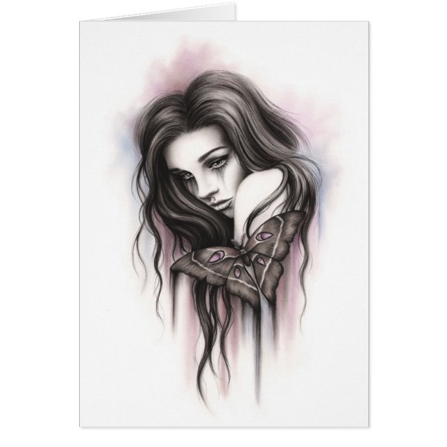Carte de voeux de fille de mite de jours sombres (Devant)