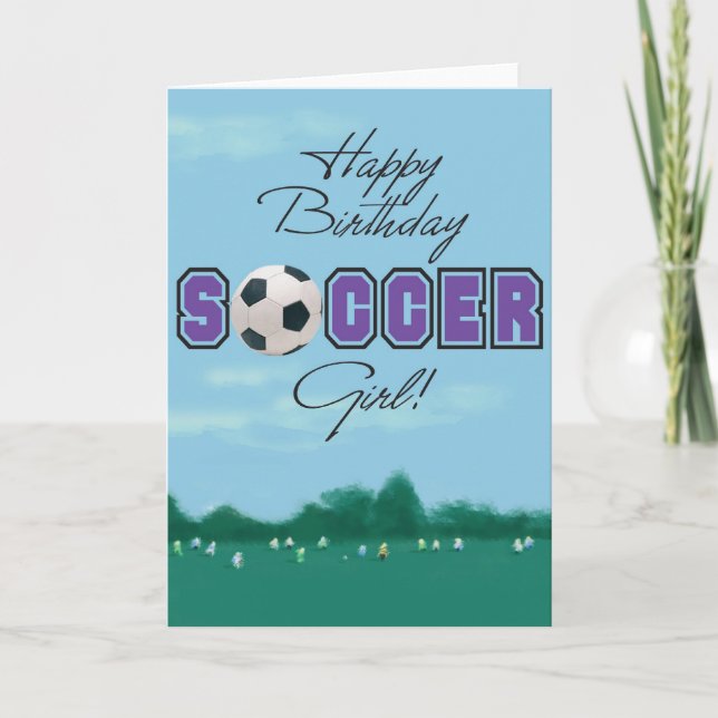 Carte de voeux de fille du football (Devant)