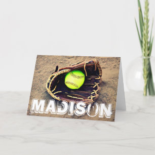 Carte de voeux de gant de softball personnalisée