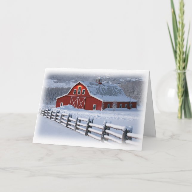 Carte de voeux de grange d'hiver (Devant)