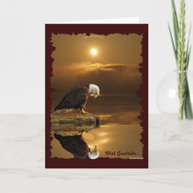 Carte de voeux de Gratitude d'Aigle Bald (Devant)