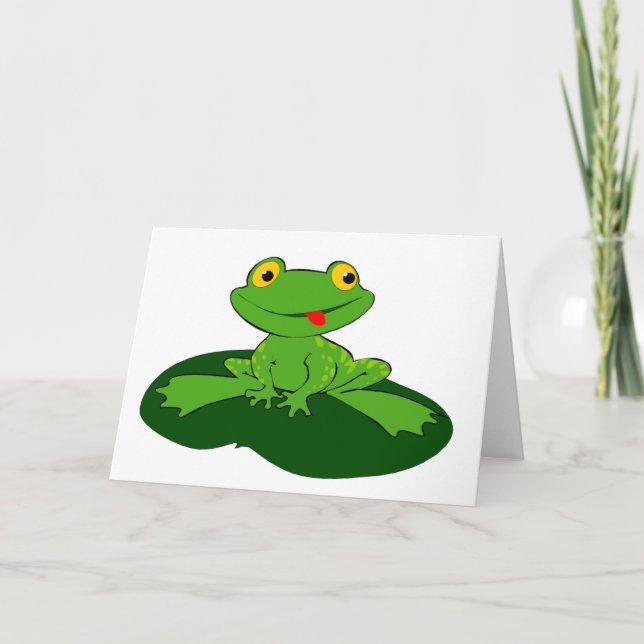 Carte de voeux de grenouille de bande dessinée (Devant)