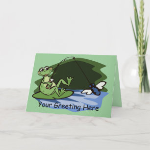 Carte de voeux de grenouille de pêche à la mouche