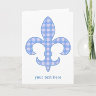 Carte de voeux de guingan de Fleur de lis Blue