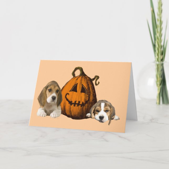Carte de voeux de Halloween de beagles (Devant)