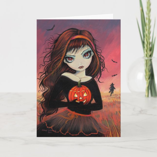 Carte de voeux de Halloween du feu d'automne (Devant)