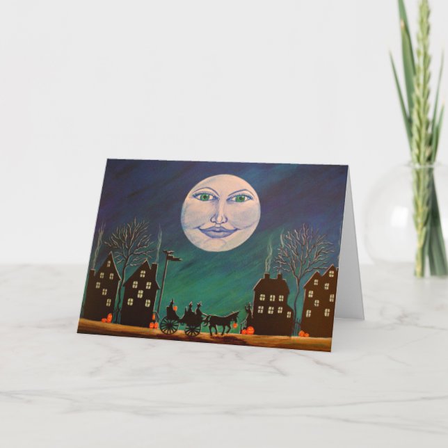 Carte de voeux de Halloween, sorcières, noir, (Devant)