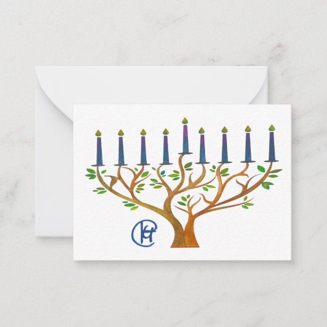 Carte de vœux de Hanoucca à la menorah du jardin s (Devant)